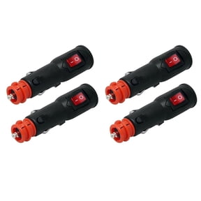 4 PCS Power Adapter Connector 12V Car Plug with Fuse and Switch 20mm Cig / 12mm DIN for Euro Vehicle Electrical Socket,4 Adapter Connector,Black & Red