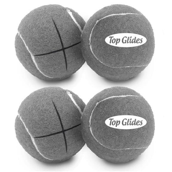 4 PCS PreCut Walker Tennis Ball Glides, 2 Pairs Gray Felt Glide Balls, Tool Free Replacement Tips for Standard Indoor Walker Legs