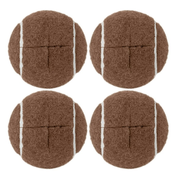 4 PCS Precut Walker Tennis Balls for Furniture Legs and Floor Protection, Heavy Duty Long Lasting Felt Pad Glide Coverings (Brown)