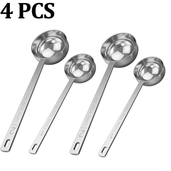 4 PCS Premium Coffee Scoop Set-1 Tbsp (15ml)x2 & 2 Tbsp (30ml)x2 Measuring Tablespoon Coffee Spoons- Stainless Steel Coffee Measuring Spoon and Scooper with Long Handles