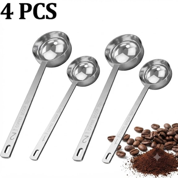 4 PCS Premium Coffee Scoop Set-1 Tbsp (15ml)x2 & 2 Tbsp (30ml)x2 Measuring Tablespoon Coffee Spoons- Stainless Steel Coffee Measuring Spoon and Scooper with Long Handles