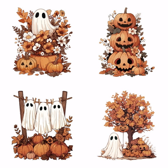 4 PCS Pumpkin Heat Transfer Iron-On Transfers Plastic Stickers Set Clothing Iron on Decals