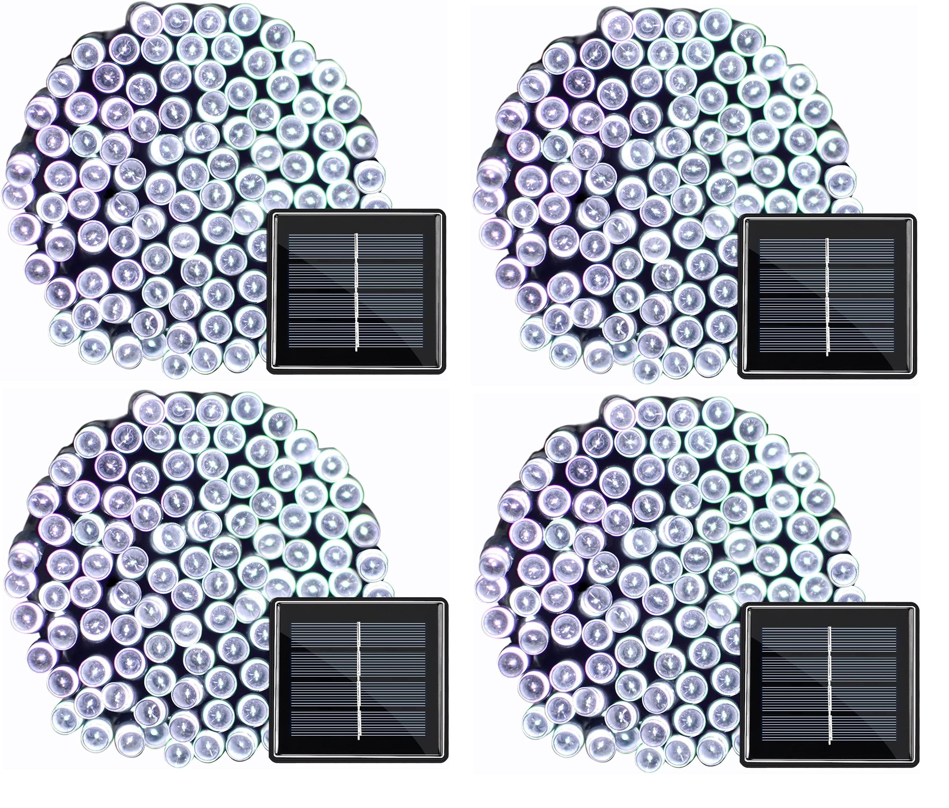 4-PCS RELIGHTABLE Pure-White Solar Outdoor String Christmas Lights 36Ft 100 LED Patio Lighting Yard Gazebo Party Wedding Tents Porch Xmas Garden Backyard Tree Decorations Balcony Decor Lights 100CWX4