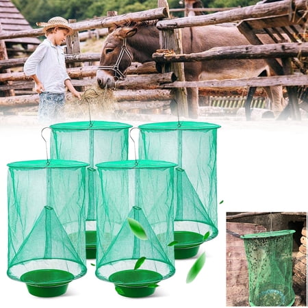 4 PCS Ranch Fly Trap,Outdoor Fly Trap Killer Bug Cage Net Perfect For Horses,Outdoor
