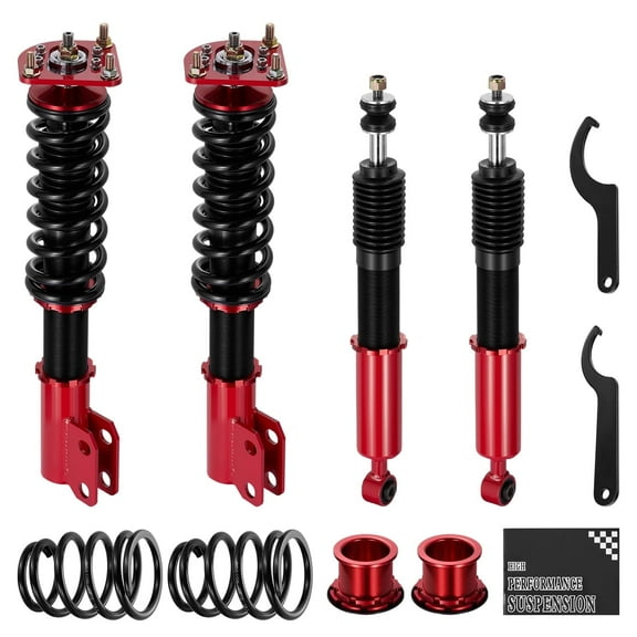 SPEEDWOW Coilovers Kits for 1994-2004 Ford Mustang GT SN95, 24 Levels Damper Adjustable Coilovers Suspension Kit Shock Absorbers Struts Coilover Lowering Kit,Red