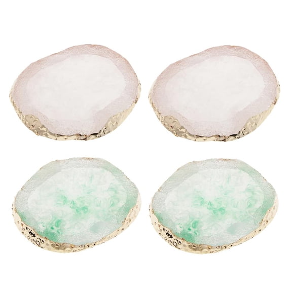4 PCS Resin Coaster, Glossy Silicone Agate Coaster Resin Geode, Agate Slice Coasters, Cups Mats, Home Decoration