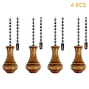 4 PCS Retro Wooden Ceiling Fan Pull Chain Extender, 12in Decorative Fan String Pulls Extension,3mm Diameter Beaded Chain Pulls Ornaments with Connector