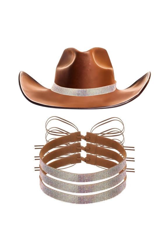 4 PCS Rhinestone Hat Band Cowboy Hat Bands Bling Hat Belt for Women Men Caps Cowboy Hat (Multicolor)