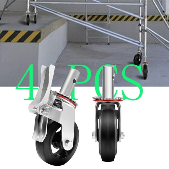 4 PCS Scaffold Wheels, 6 Inch Scaffolding Caster Wheel, 4400 LBS Per Set Heavy Duty Scaffolding Rubber Swivel Caster for Commercial Scaffolding