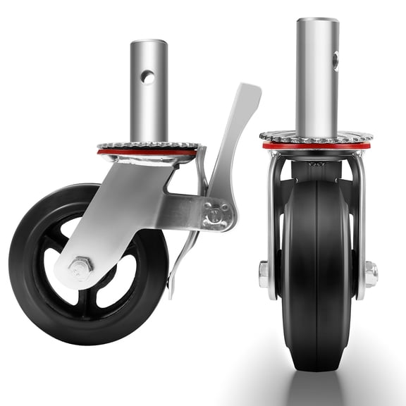 4 PCS Scaffolding Caster Wheel, 6 Inch Scaffold Wheels, 4400 LBS Per Set Heavy Duty Scaffolding Rubber Swivel Caster