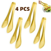 4 PCS Serving Tongs Gold Tongs 9 Inch Serving Utensils Stainless Steel Serving Tongs for Salad Buffet Appetizer Dessert Tong for Food Parties