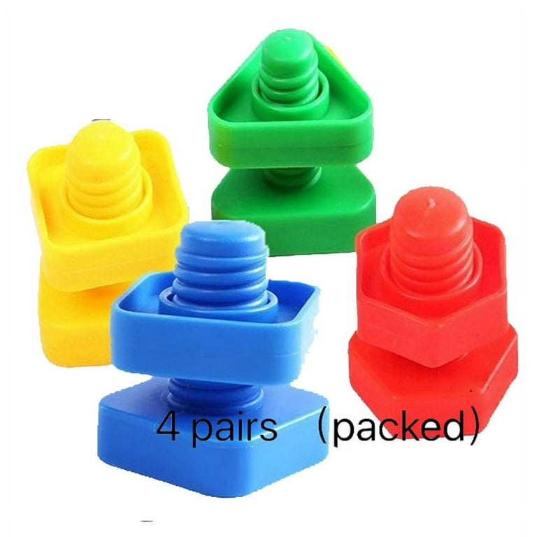 4 PCS Shape Matching Blocks Screws Toys Plastic Screws Matching Children s Educational Toys Desktop Building Blocks Toys Nut Shape Cognitive
