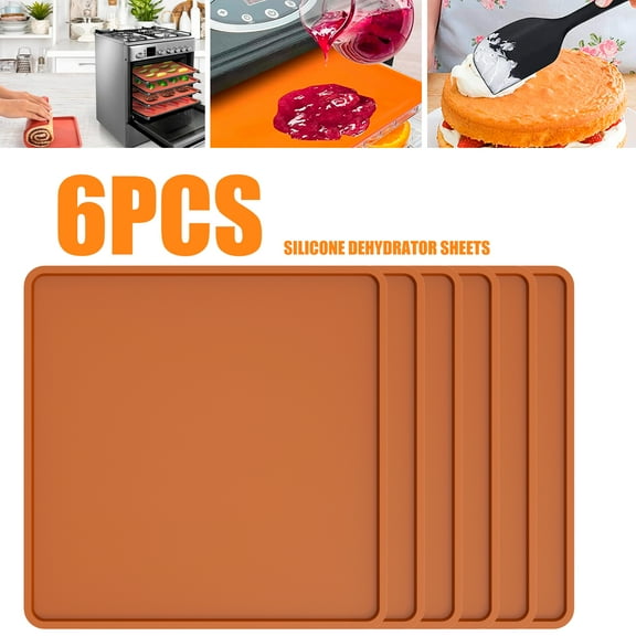 4 PCS Silicone Dehydrator mats with Edge,BPA-Free Silicone Tray Liners,Fruit Roll Sheet for Fruit Leather,Vegetables,Meat,Herbs and Liquid (13.8×13.8 Inch)
