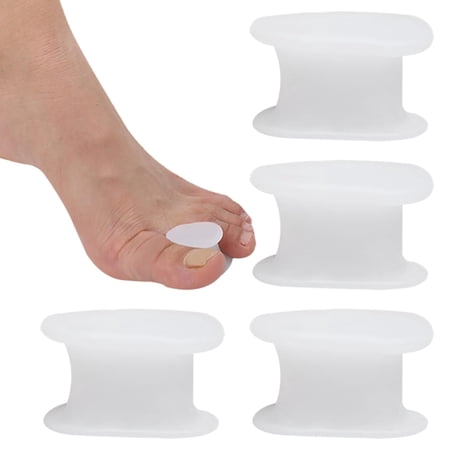 4 PCS Silicone Toe Separators Breathable Washable Reusable Soft Bunion Relief Correcting Big Toe Spacers for Big & 2nd Toe Fit for Calluses Overlapping Toes Crooked Toes(White)