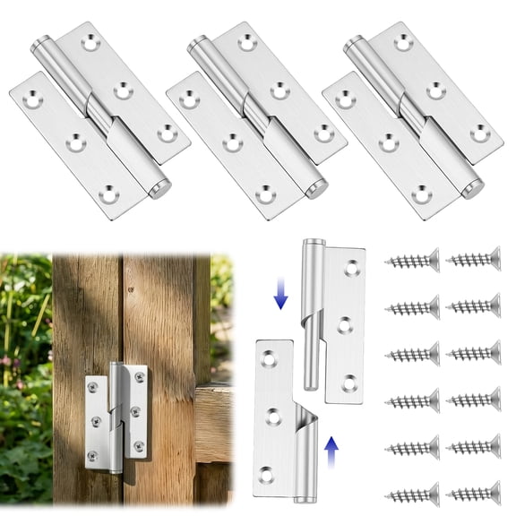 4 PCS Silver Lift Off Hinge 76mm Stainless Steel Detachable Small Rising Butt Joint Flag Hinge for Cabinet Door Case Lid (Right)