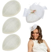 4 PCS Sinamay Hat Fascinator Base 5.1x4.1Inch Linen Hat Fascinator Millinery Base Floral White Teardrop Sinamay Hat Base Cocktail Hat Making Base for DIY Craft Millinery Making Material White