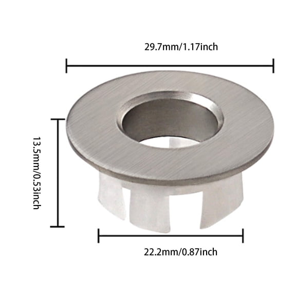4 PCS Sink Overflow Cover Brass Insert Round Caps Brushed Nickel Fit 20-23mm