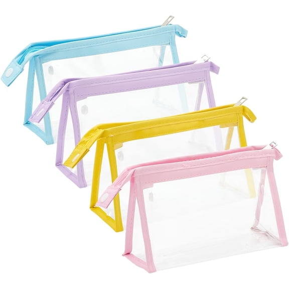 4 PCS Small Clear Cosmetic Bag with Zipper Waterproof Travel Zipper Pouches for Makeup Toiletry Transparent Plastic Makeup Organizing Bags Toiletry Pouch DIY
