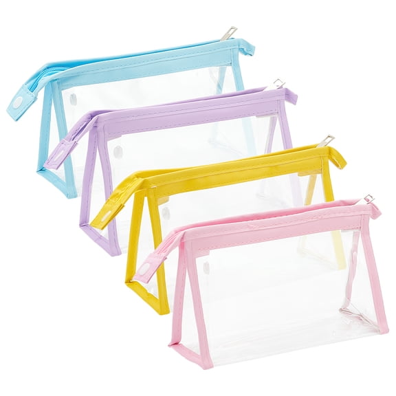 4 PCS Small Clear Cosmetic Bag with Zipper Waterproof Travel Zipper Pouches for Makeup Toiletry Transparent Plastic Makeup Organizing Bags