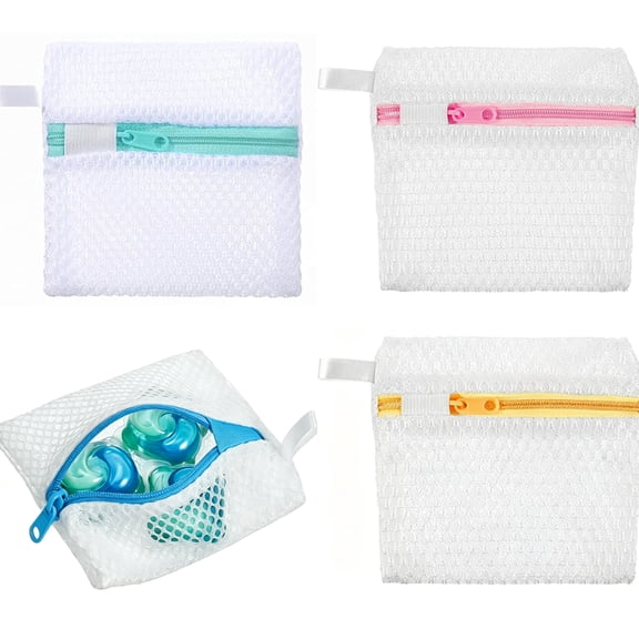 4 PCS Small Mesh Laundry Bag, 4.7x4.7 Inch Anti-Sticking Laundry Pod Bags, Scent Beads Bags Storage Bag for Travel Laundry Organizer, Protect Delicate Garments(Random Colors)