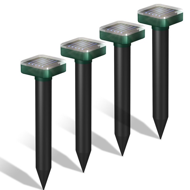 4 PCS Solar Powered Sonic Snake Repellent for Yard, Pet Safe Outdoor