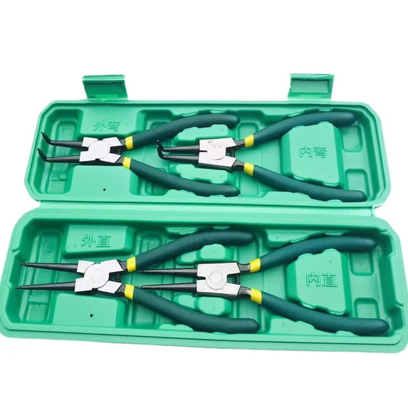 4 PCS Snap Ring Pliers Set, Heavy Duty Circlip Pliers Kit 7" for Snap Ring Removal tool Retaining Straight Bent Lock Ring Pliers Set with Storage Case
