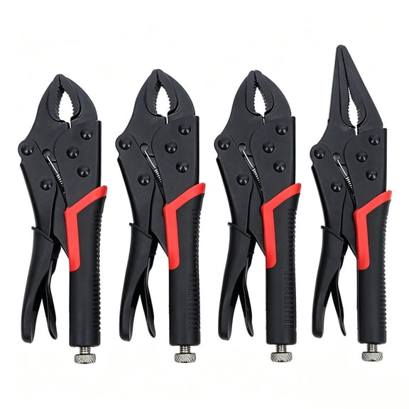 4-Piece Locking Pliers Tool Set, 7/10 inch Curved Jaw Pliers,9 inch Long Nose