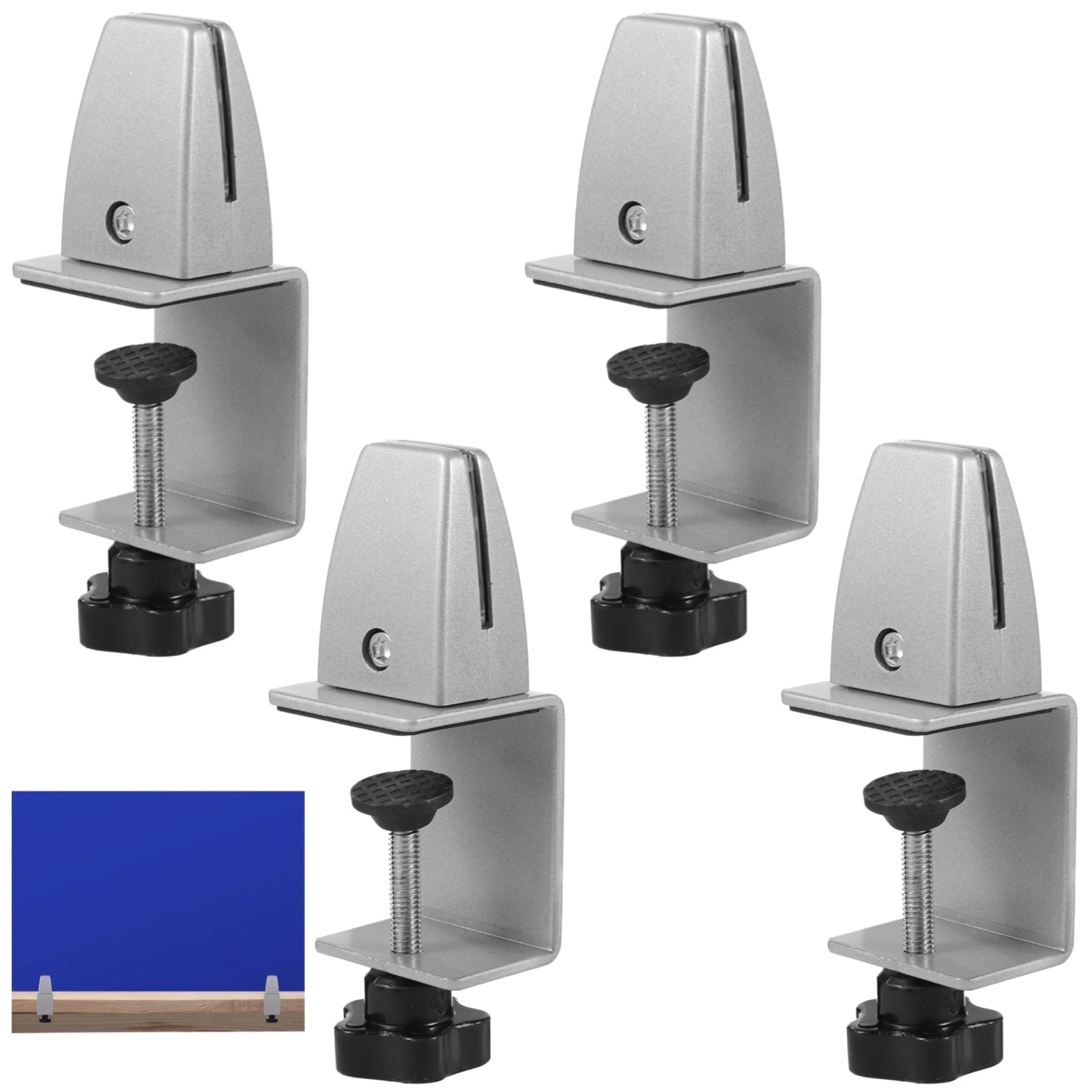 4 PCS Sneeze Guard Support Clamps, Adjustable Desk Clamp for Dividers, Aluminum Alloy Desk Shield Clamp, Privacy Panel Clamp for Office Desk, Easy Installation, Anti-Scratch