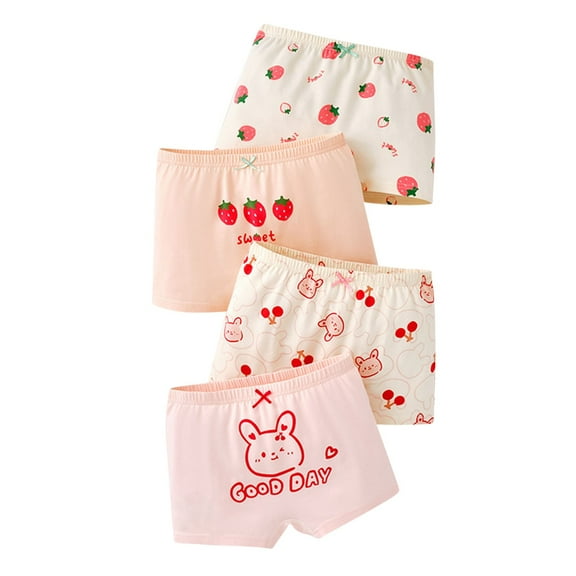 4 PCS Soft Girls Boyshort Panties Cotton Cute Boxer Briefs Little Girl's Underwear Teen Toddler Undies Size 1.5 Years
