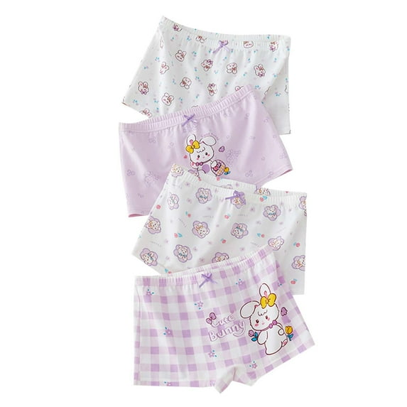4 PCS Soft Girls Boyshort Panties Cotton Cute Boxer Briefs Little Girl's Underwear Teen Toddler Undies Size 8 Years