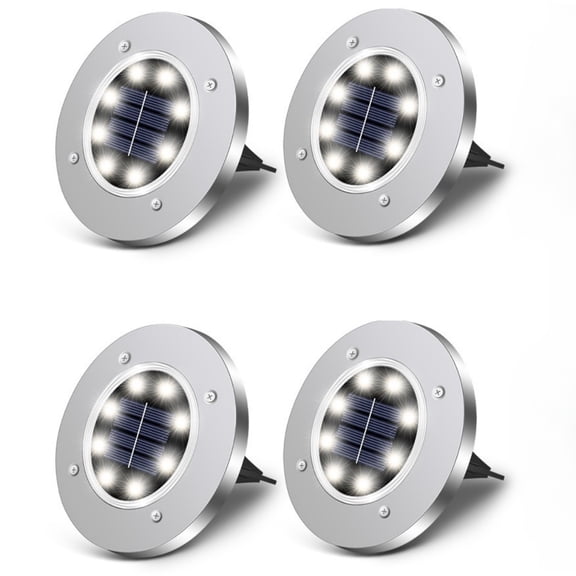 4 PCS Solar Ground Lights - Outdoor Waterproof LED Path Lights, White Light for Courtyards & Lawns