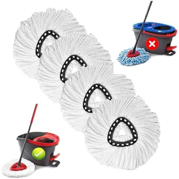 4 PCS Spin Mop Replacement Head,100% Microfiber Mop Heads Replacements Compatible with Triangle Spin Mop,360 Degree Round Spin Mop Replacement Head for Easy House Cleaning Floor Mopping