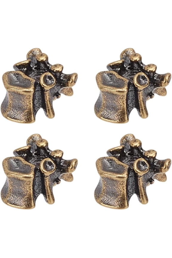 4 PCS Spine Knife Lanyard Beads 12x19mm Paracord Beads EDC Brass Vertebrae Paracord Cord Beads Retro Brass Beads Keychain DIY Accessories Metal European Bead Large Hole Beads