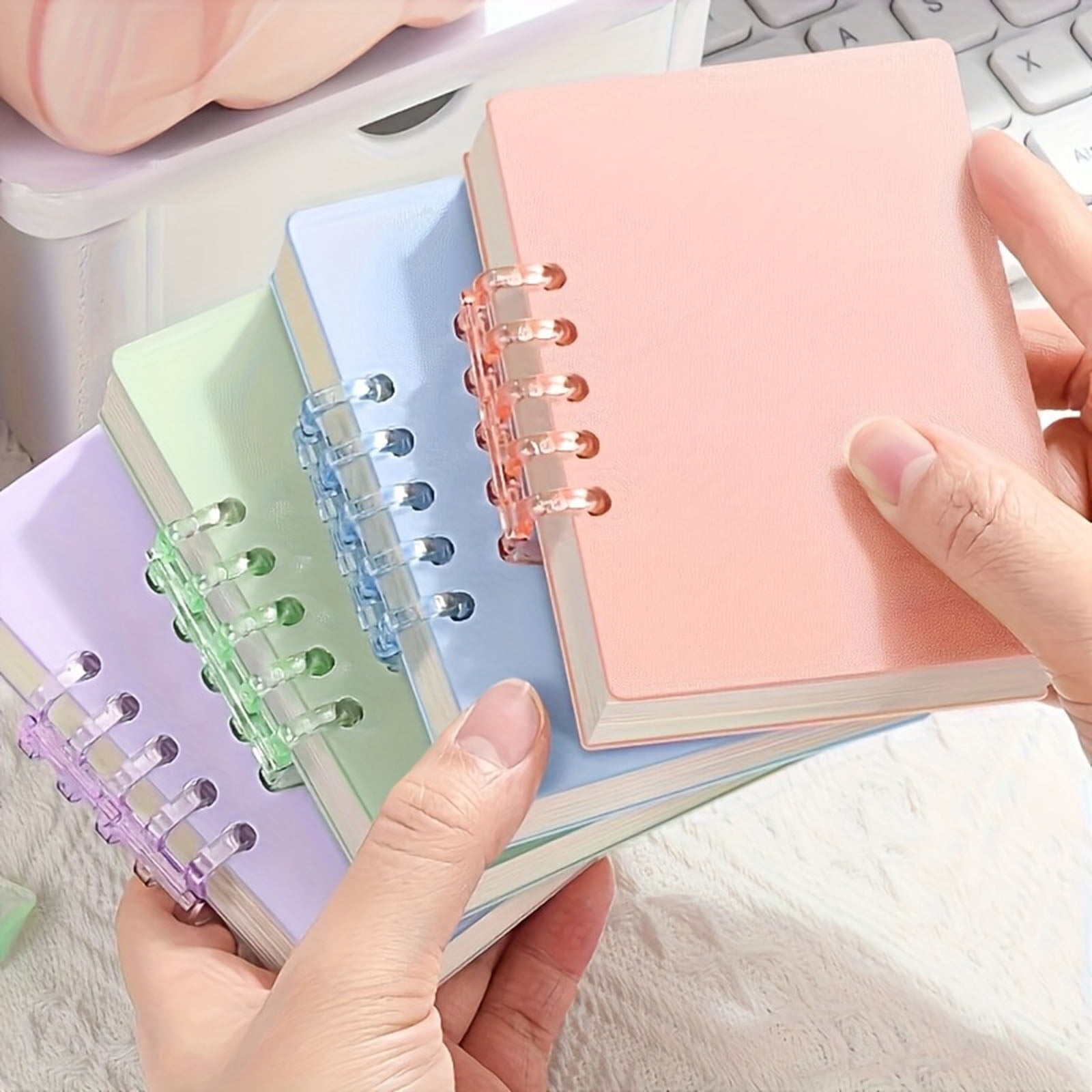 4 PCS Spiral Notebook, Portable Pocket Size with Elastic Closure, Minimalist Design for Office, Travel, Holiday Gifts (Halloween, Thanksgiving, Christmas), Prompt Journal Entry