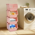 thumbnail image 1 of 4 PCS Stacking Storage Baskets, Stackable Organizer Baskets, Stackable Storage Bins, 1 of 16