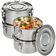 thumbnail image 1 of 4 PCS Stainless Steel Bento Boxes, 22 oz Reusable Food Storage Containers with Leakproof Silicone Ring & Locking Clips, Dishwasher Safe, Stackable Meal Prep Boxes for Fridge, Office, School, Picnic, 1 of 5