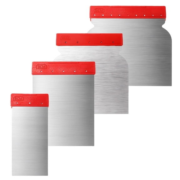 4 PCS Stainless Steel Body Filler Spreader Set, Metal Putty Knife Metal Scraper Automotive Spreader Multipurpose Use Knives Spackle Spatula Steel Sheet Putty Spreaders for Wall Decoration Hand Tools