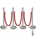 thumbnail image 1 of 4 PCS Stainless Steel Stanchion Post, 5 Ft Velvet Ropes and Poles Crowd Control Barriers with Fillable Base, Exhibition Crowd Control Poles for Theaters, Parties, Weddings, Exhibitions, Silver, 1 of 9