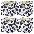 thumbnail image 1 of 4 PCS Cow Print Storage Cubes,11 x 11 x 11 Inches Storage Basket Cow Storage Box with Handles Washable Foldable Cotton Linen Fabric Storage Bins for Desktop Closet Shelf Organizer Containers, 1 of 6