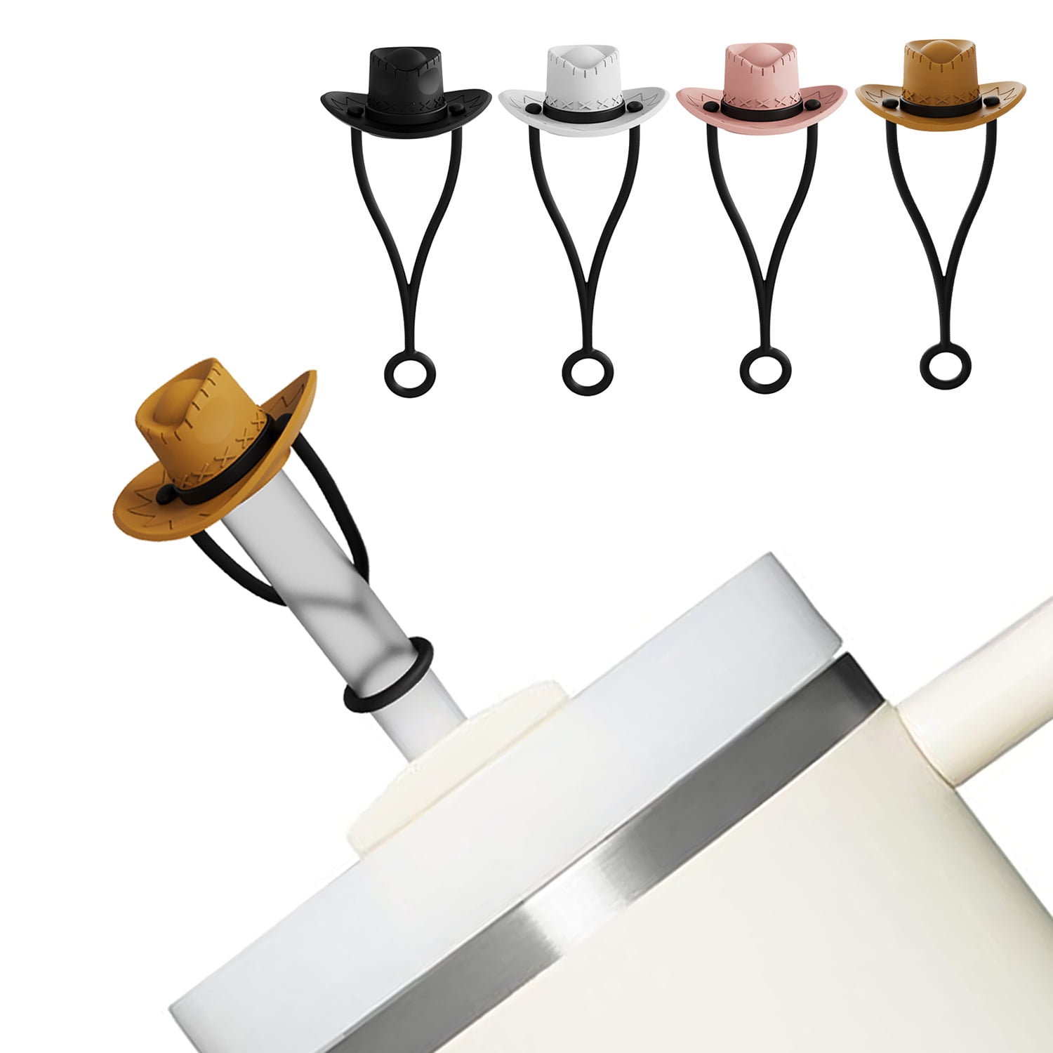4 PCS Straw Cover Cap For Stanley 30&40 Oz Cup,Silicone Cowboy Hat ...