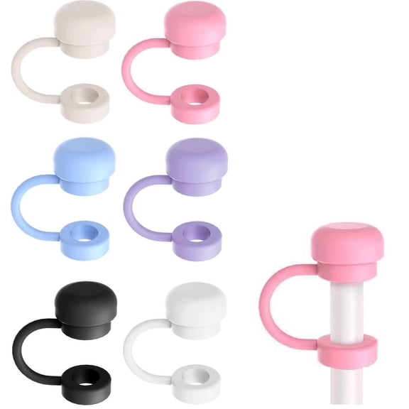 4 PCS Straw Tips Cover for Reusable 6-8 mm Straws, Protective Dust Proof Cap 1.7 cm, Cute Decorative Topper Plugs Accessories for Birthday Party and Travel Tumblers, Pack of 4