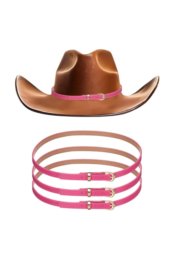 4 PCS Stretchable Hat Band Cowboy Hat Bands Bling Hat Belt for Women Men Caps Cowboy Hat (Pink)