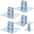 thumbnail image 1 of 4 PCS Strut Post Bases, 4 Slotted Holes U Post Base for 1-5/8 Inches Square Single Channel, 5.7 x 5.7 Inches Large Panel Anti-Tilt Ground Bracket, Heavy Duty Galvanized Carbon Steel Floor Post Base, 1 of 7