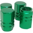 thumbnail image 1 of 4 PCS Style Polished Aluminum Chrome Tire Valve Stem Caps (Green), 1 of 3