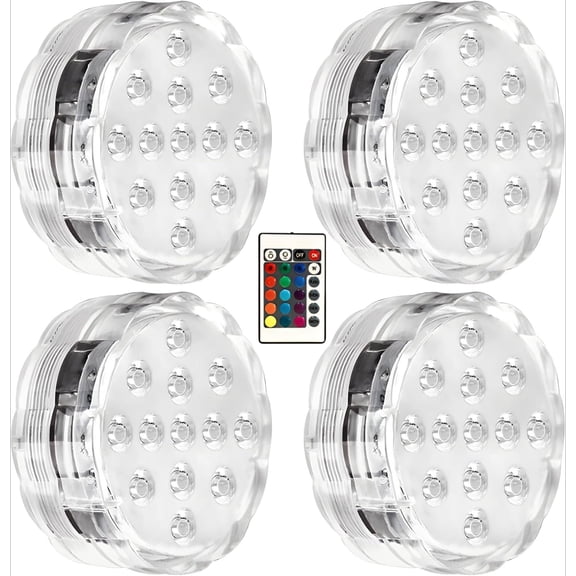 4 PCS Submersible LED Pool Lights - Battery Powered with Remote, 16 Colors, IP68 Waterproof for Inground Pool, Pond, Party Decoration