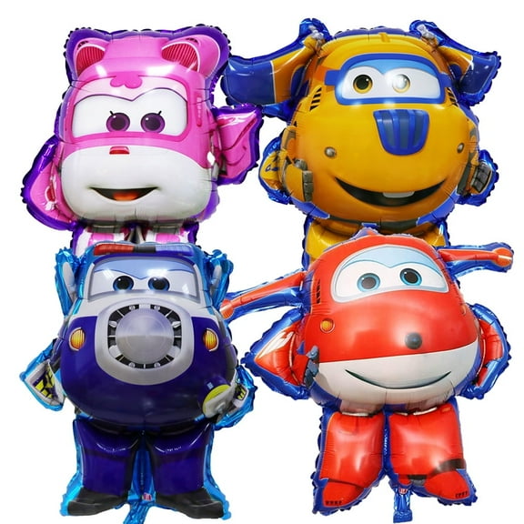 4 PCS Super Wings Balloons Kids Birthday Party Balloon Airplane Party Decorations