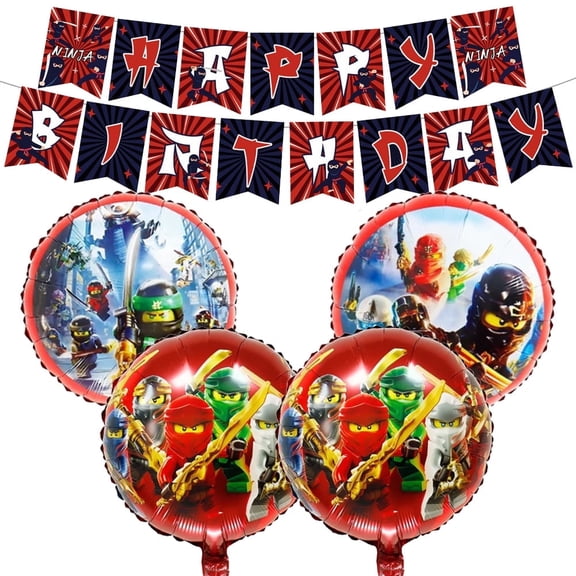 4 PCS Superhero Balloons Ninja Balloons Foil Ninja Theme Balloons Birthday Party Balloons Birthday Banner