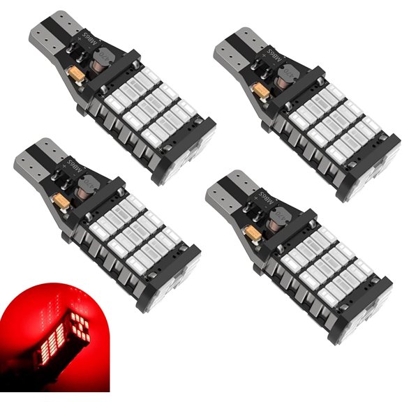 4 PCS T15 4014 45SMD LED Reverse Lights, 6500K 800LM Car Turn Signal Bulbs, 12V High Brightness Brake Lights, 360 Degree Lighting, Suitable for Most Cars, Trucks and RVs (Red)