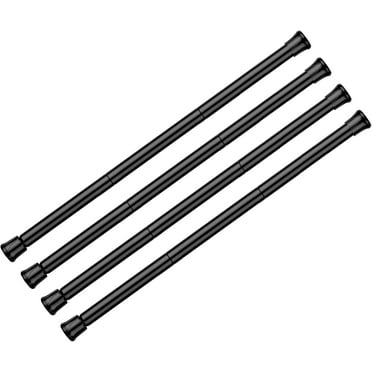 4 PCS Tension Curtain Rod 28 to 48 Inch Black Expandable Spring Tension Rod Small Adjustable Curtain Rods for Window, Doorway, Closet, Bathroom, Kitchen