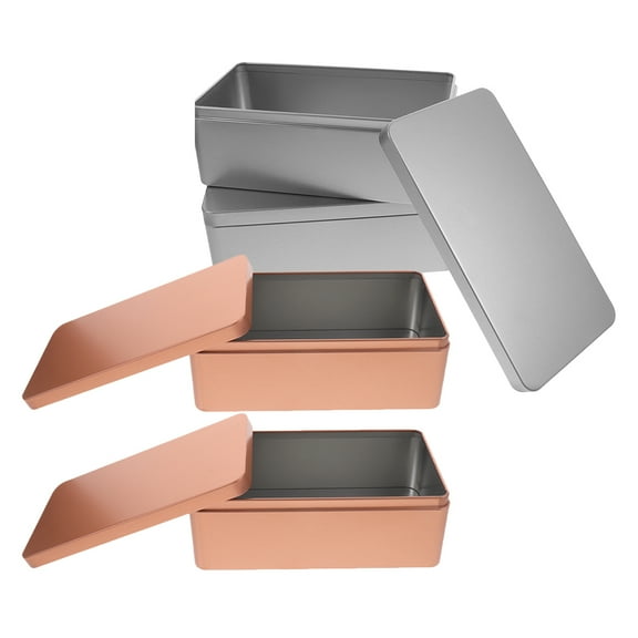 NIAIZEK Small Tinplate Containers Assorted Color Lightweight Metal Boxes 4Pcs